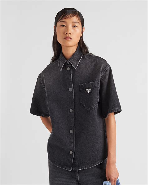 prada jean shirt|Prada denim shirt women's.